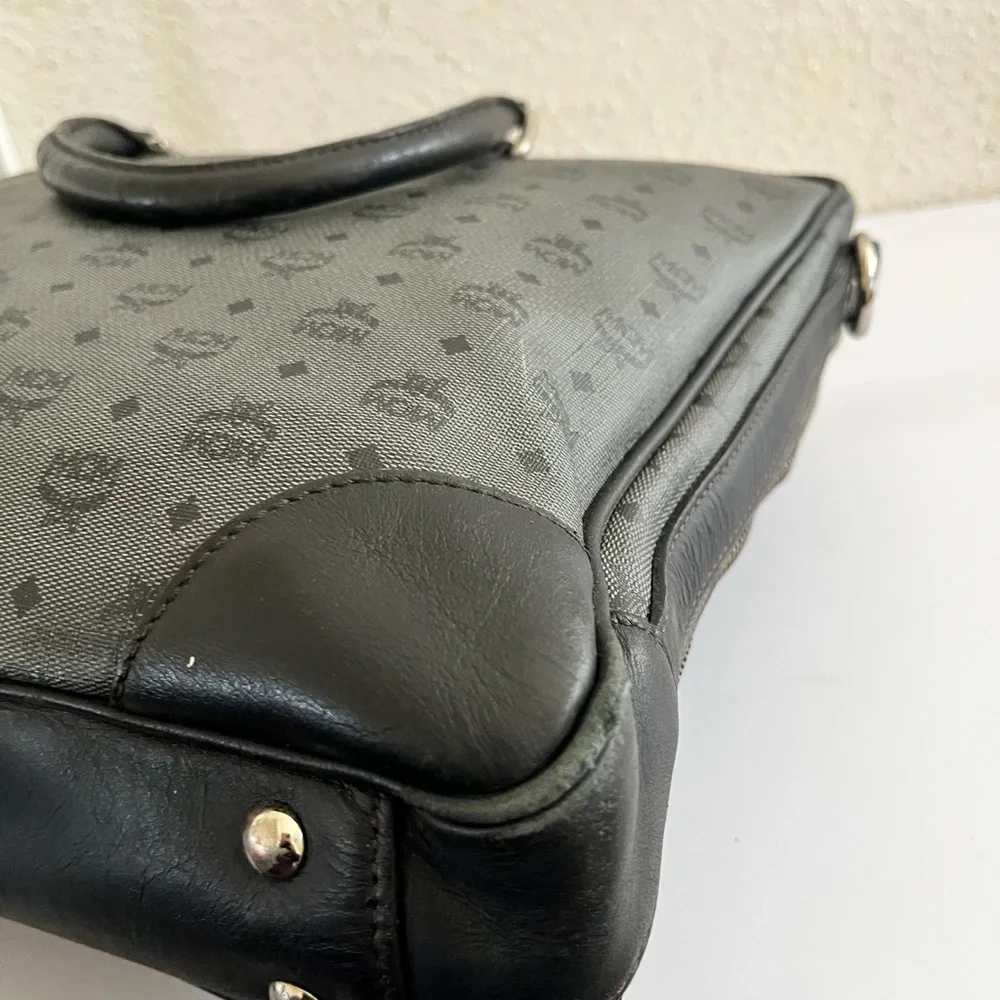 MCM Black and Gray Monogram Briefcase